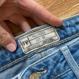Free people straight leg frayed hem jeans